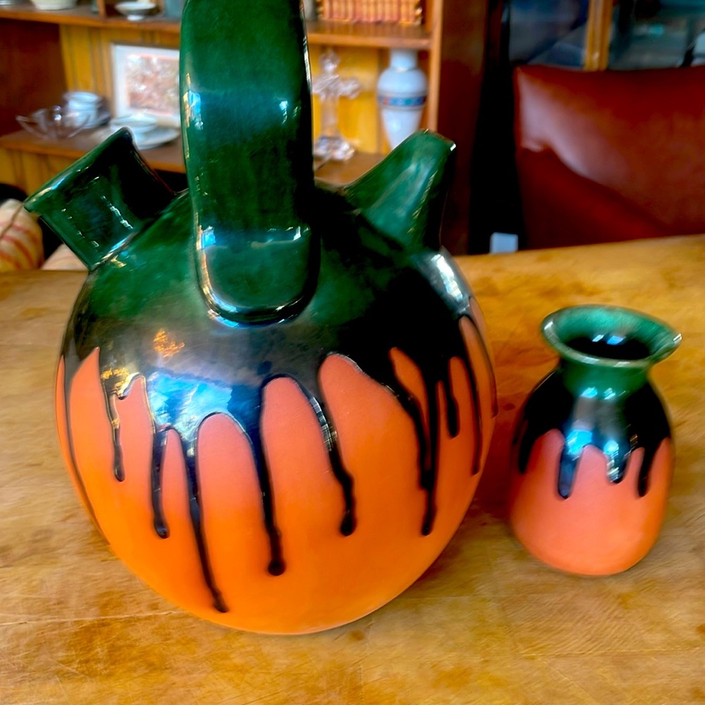 Mid Century Modern Drip Glaze Terracott Pottery